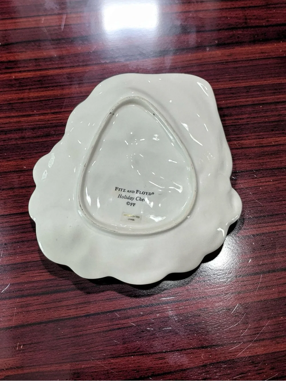 Fitz and Floyd Santa Face Holiday Serving Dish - White & Red RT